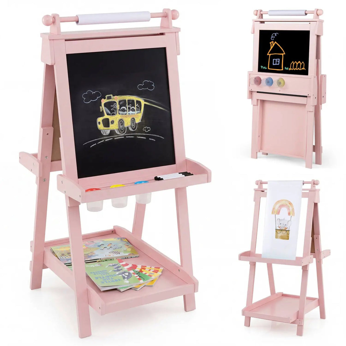 Double-Sided Kids Art Easel with Chalkboard & Whiteboard, photo 3 of 16