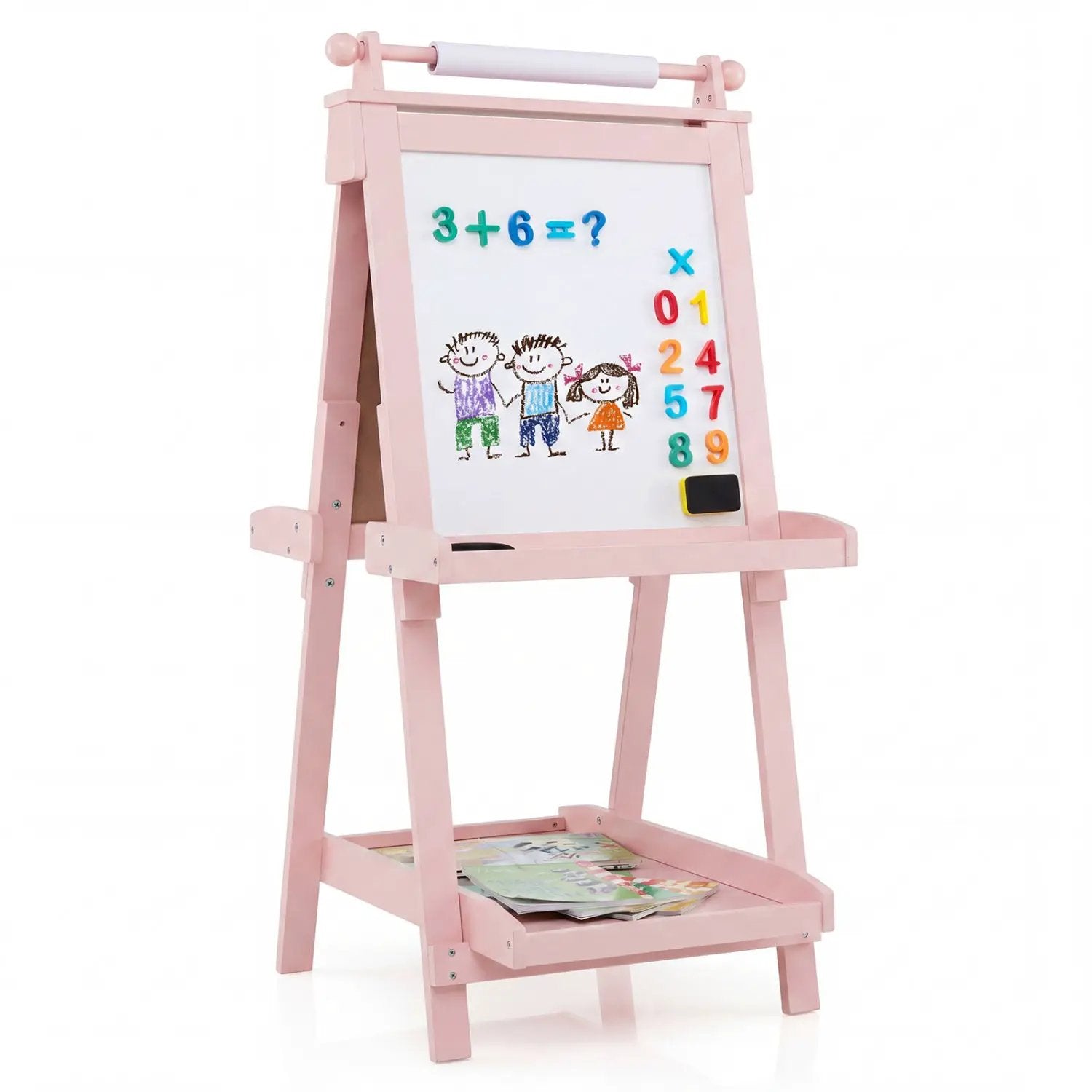Double-Sided Kids Art Easel with Chalkboard & Whiteboard by DirectDeals