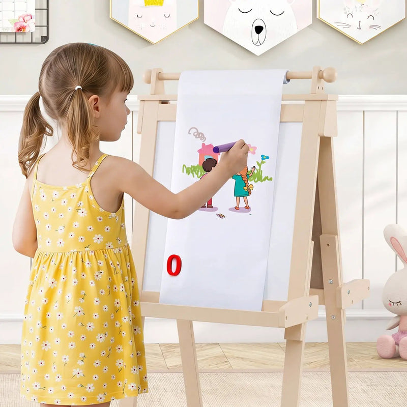 Double-Sided Kids Art Easel with Chalkboard & Whiteboard by DirectDeals