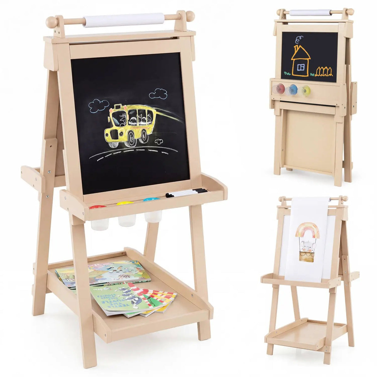 Double-Sided Kids Art Easel with Chalkboard & Whiteboard, photo 11 of 16