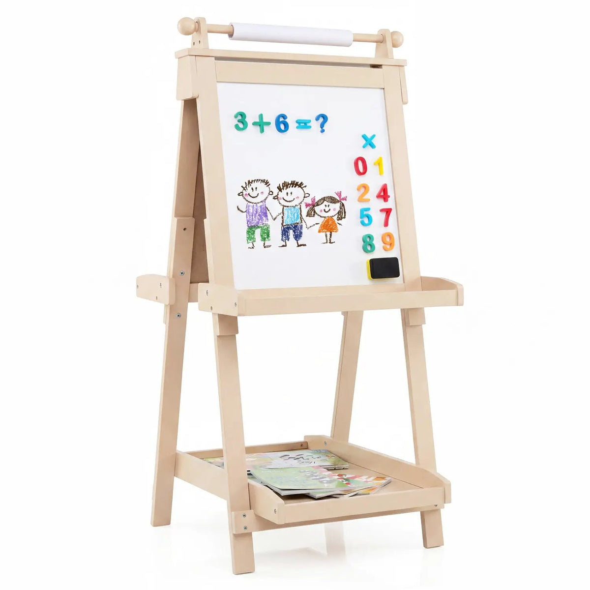 Double-Sided Kids Art Easel with Chalkboard & Whiteboard, photo 12 of 16