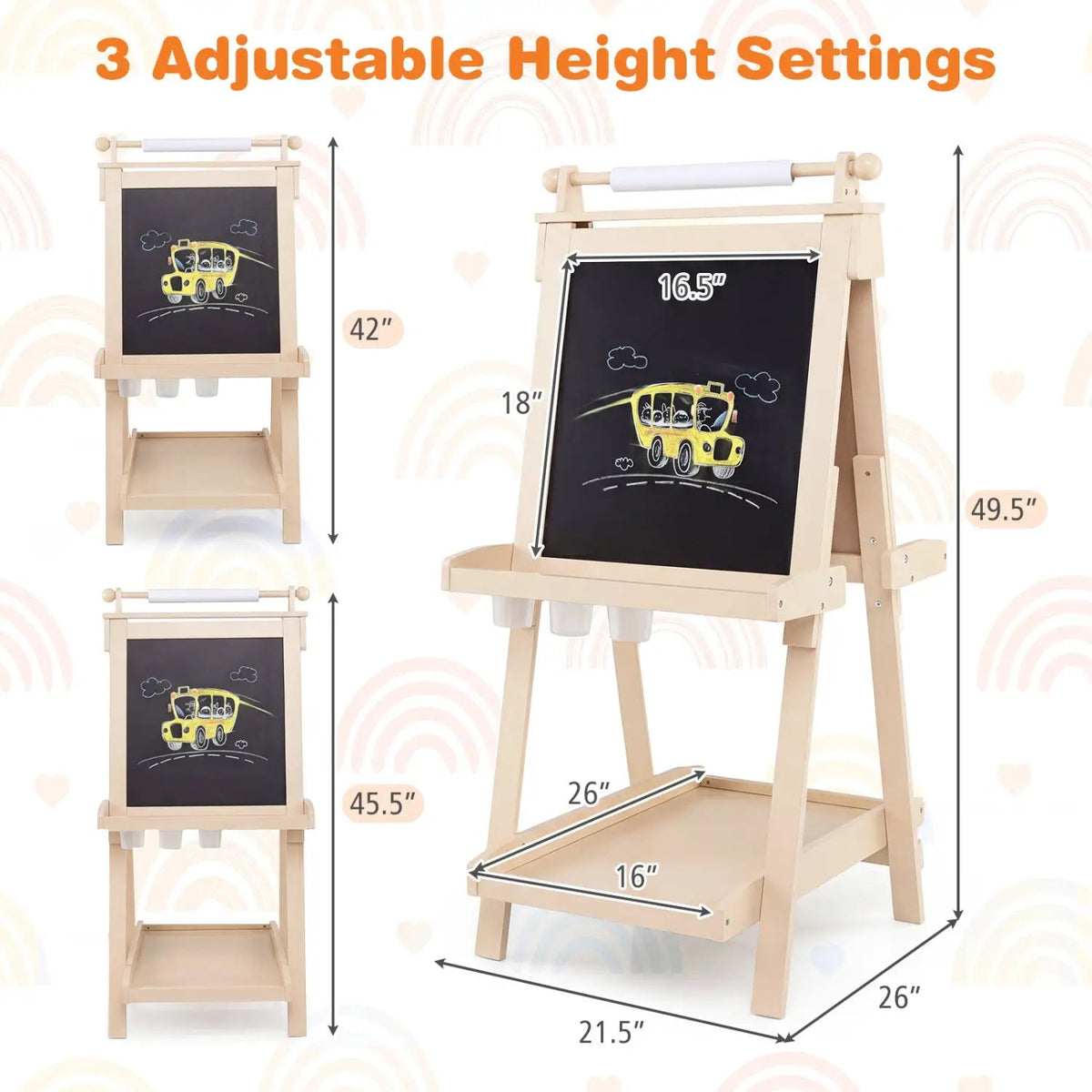 Double-Sided Kids Art Easel with Chalkboard & Whiteboard, photo 13 of 16