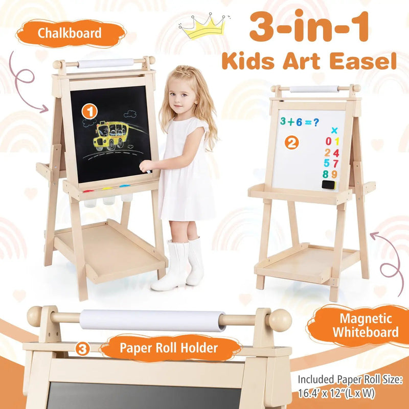 Double-Sided Kids Art Easel with Chalkboard & Whiteboard by DirectDeals