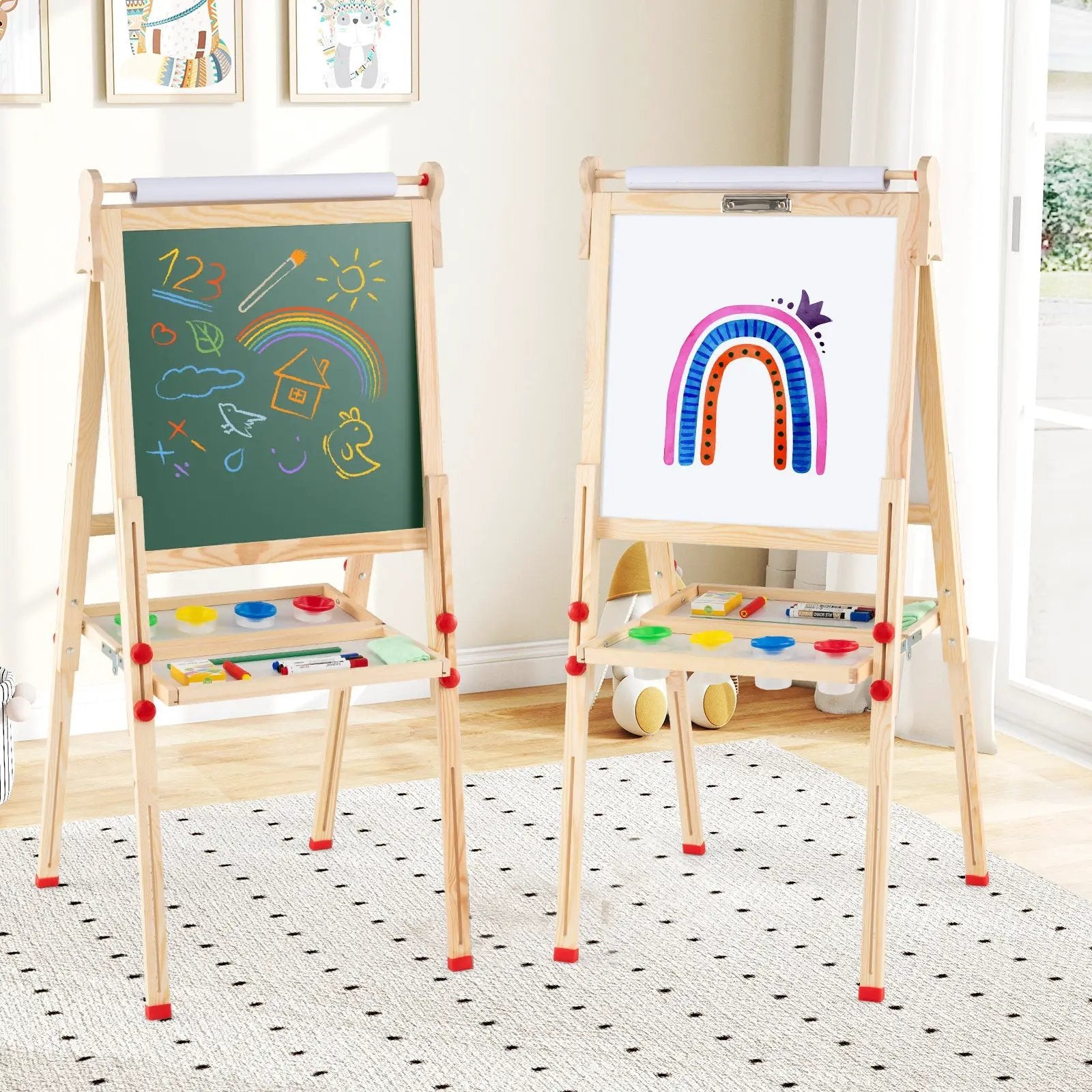 3-in-1 Double-Sided Folding Wooden Kids Art Easel with Paper Roll by DirectDeals