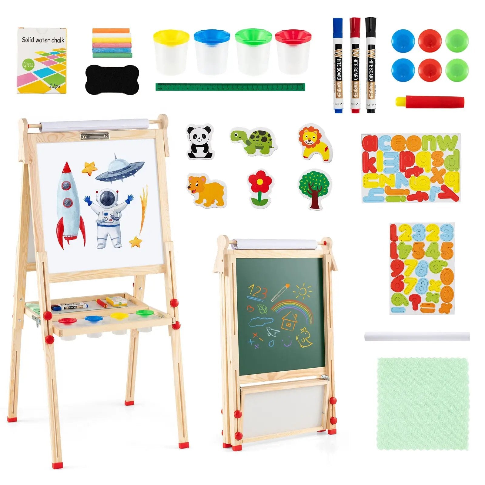 3-in-1 Double-Sided Folding Wooden Kids Art Easel with Paper Roll by DirectDeals