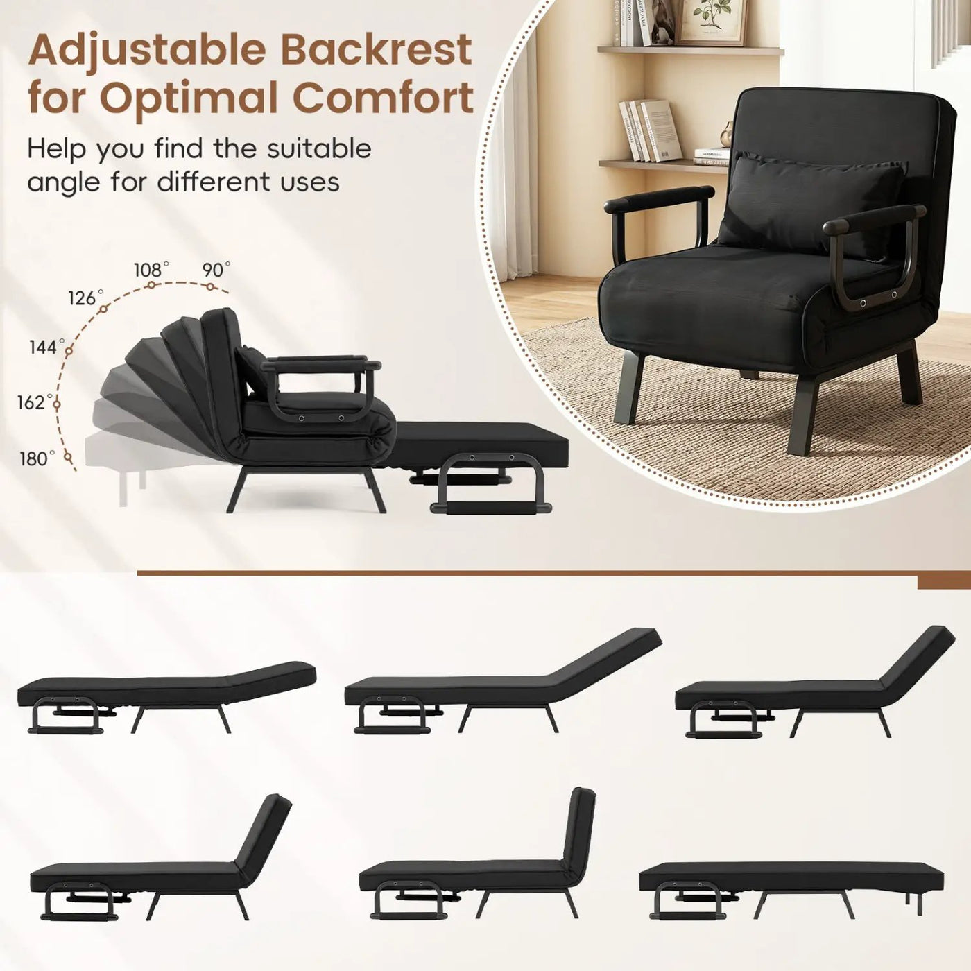 3-in-1 Folding Sofa Bed with Adjustable Backrest by DirectDeals