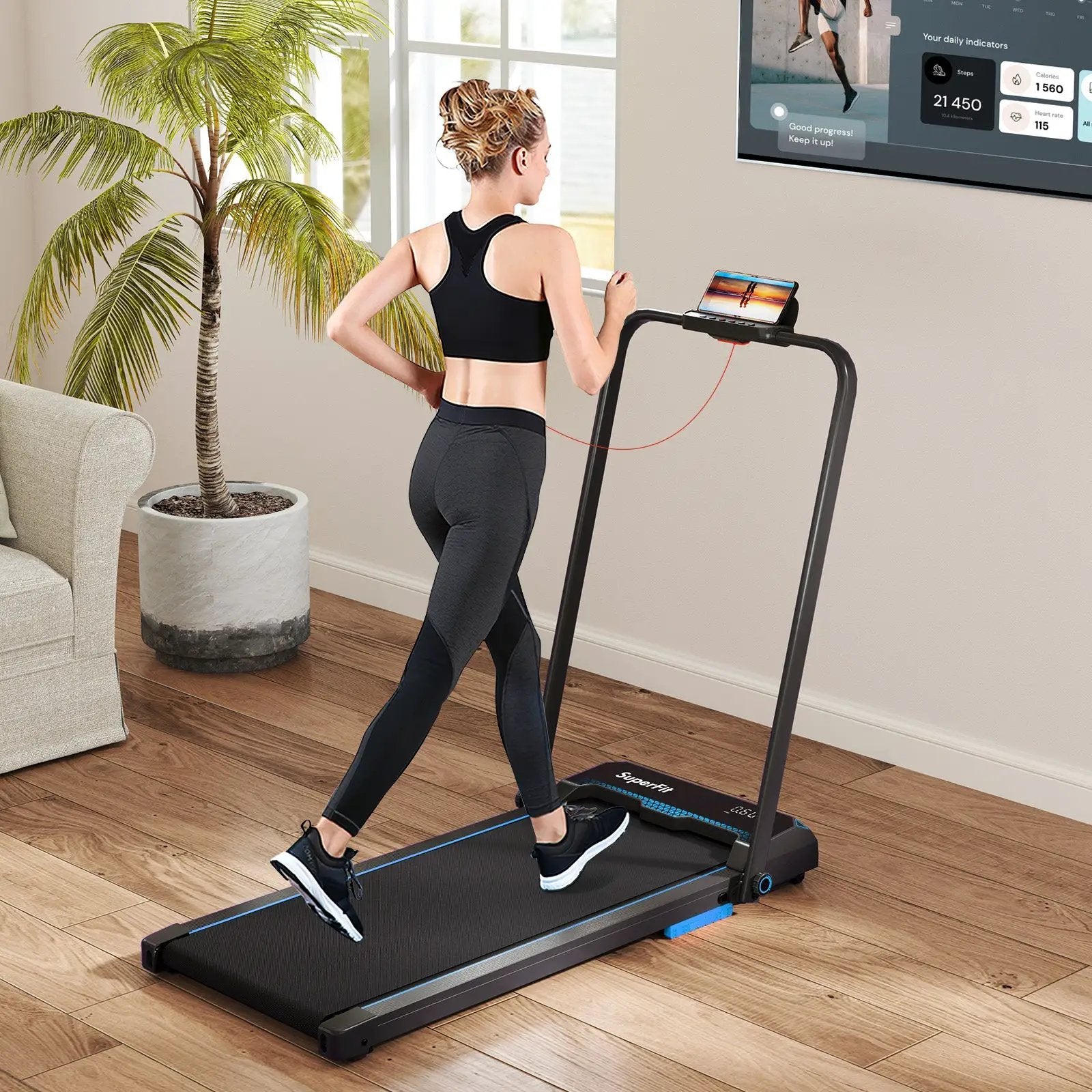 3 in 1 Folding Treadmill with Remote Control and LED Display by DirectDeals