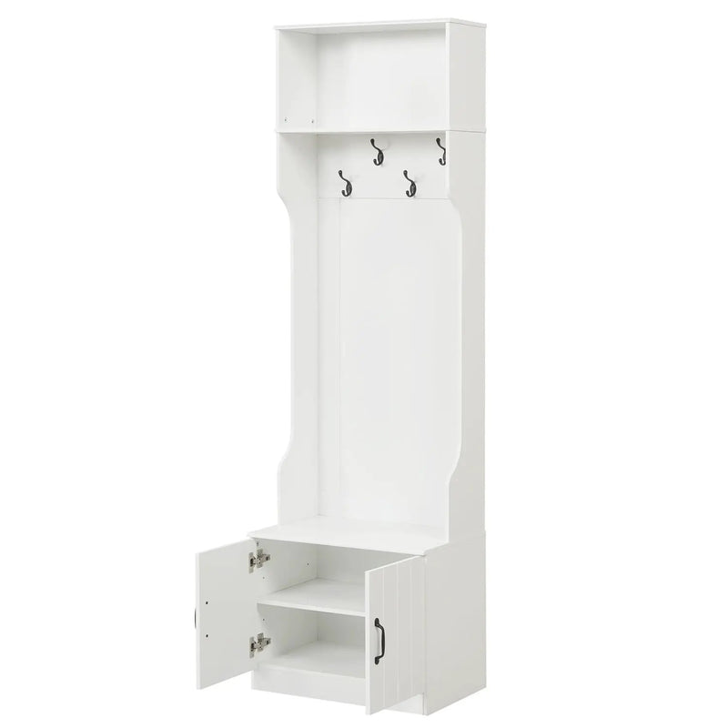 3-in-1 Hall Tree with Bench and Storage 23.5‚Äù Wide Mudroom Storage-WHite by DirectDeals