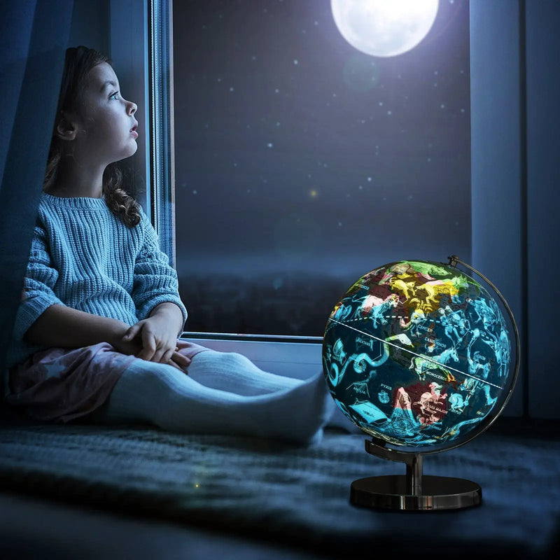 3-in-1 Illuminated World Globe with Stand and 88 Constellations by DirectDeals