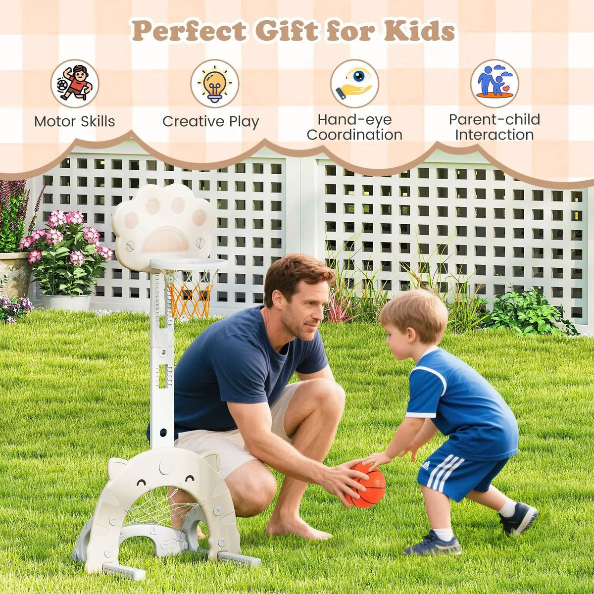 3 in 1 Kids Basketball Hoop with Basketball and Foldable Rim, photo 8 of 12