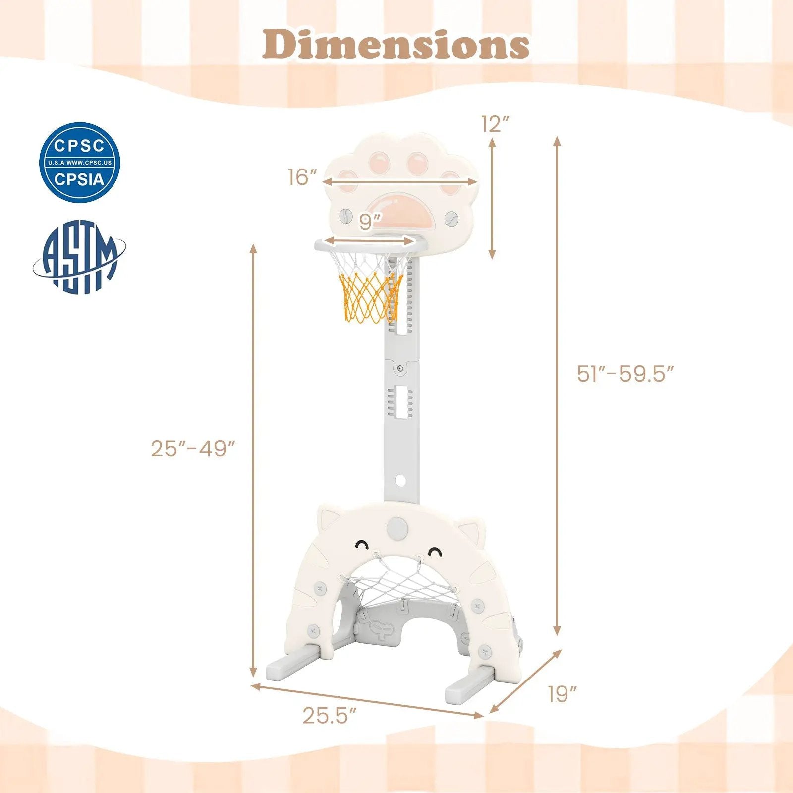 3 in 1 Kids Basketball Hoop with Basketball and Foldable Rim by DirectDeals