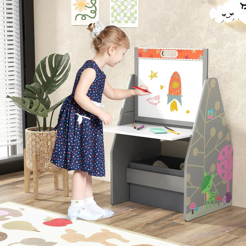 3 in 1 Kids Easel and Play Station Convertible with Chair and Storage Bins by DirectDeals