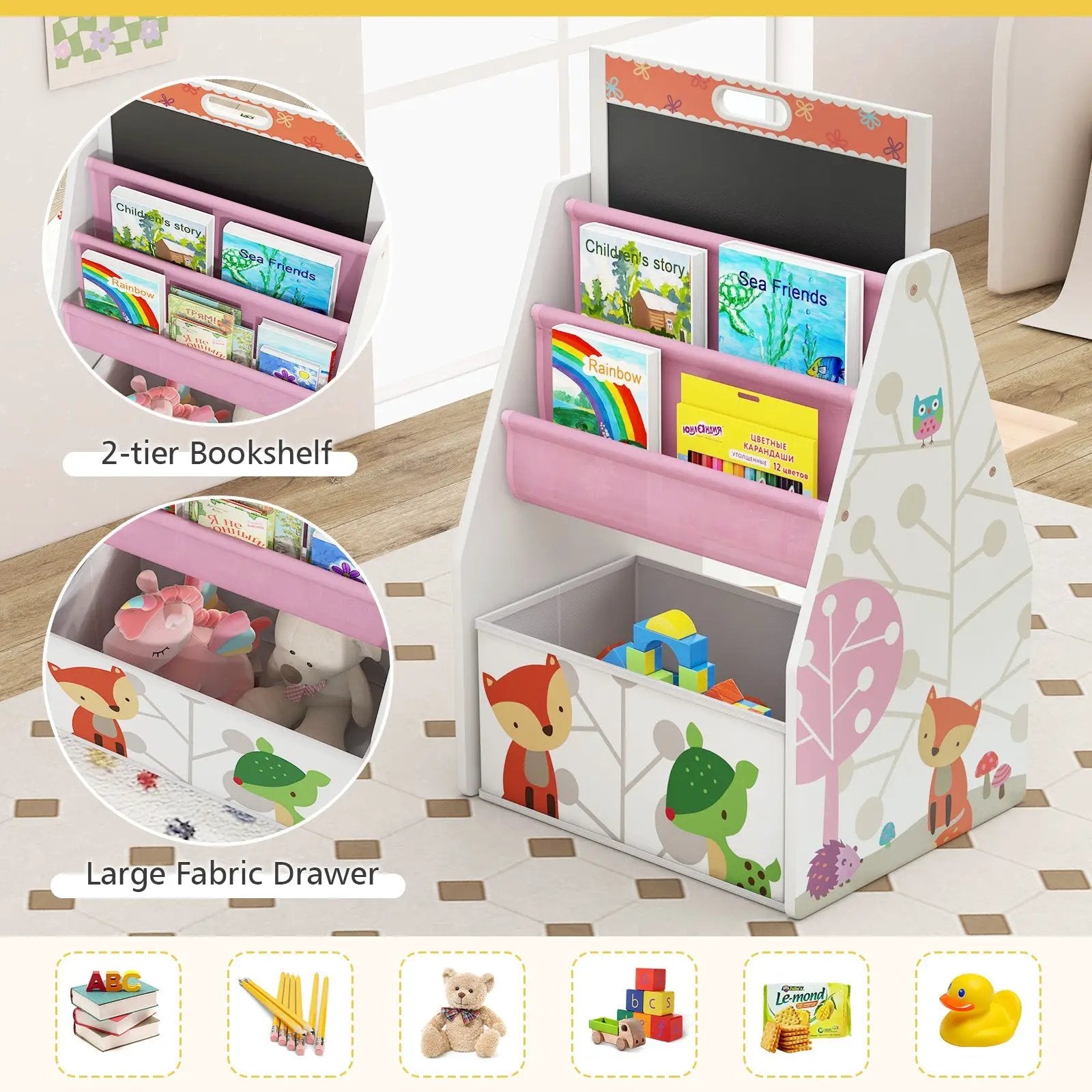3 in 1 Kids Easel and Play Station Convertible with Chair and Storage Bins by DirectDeals