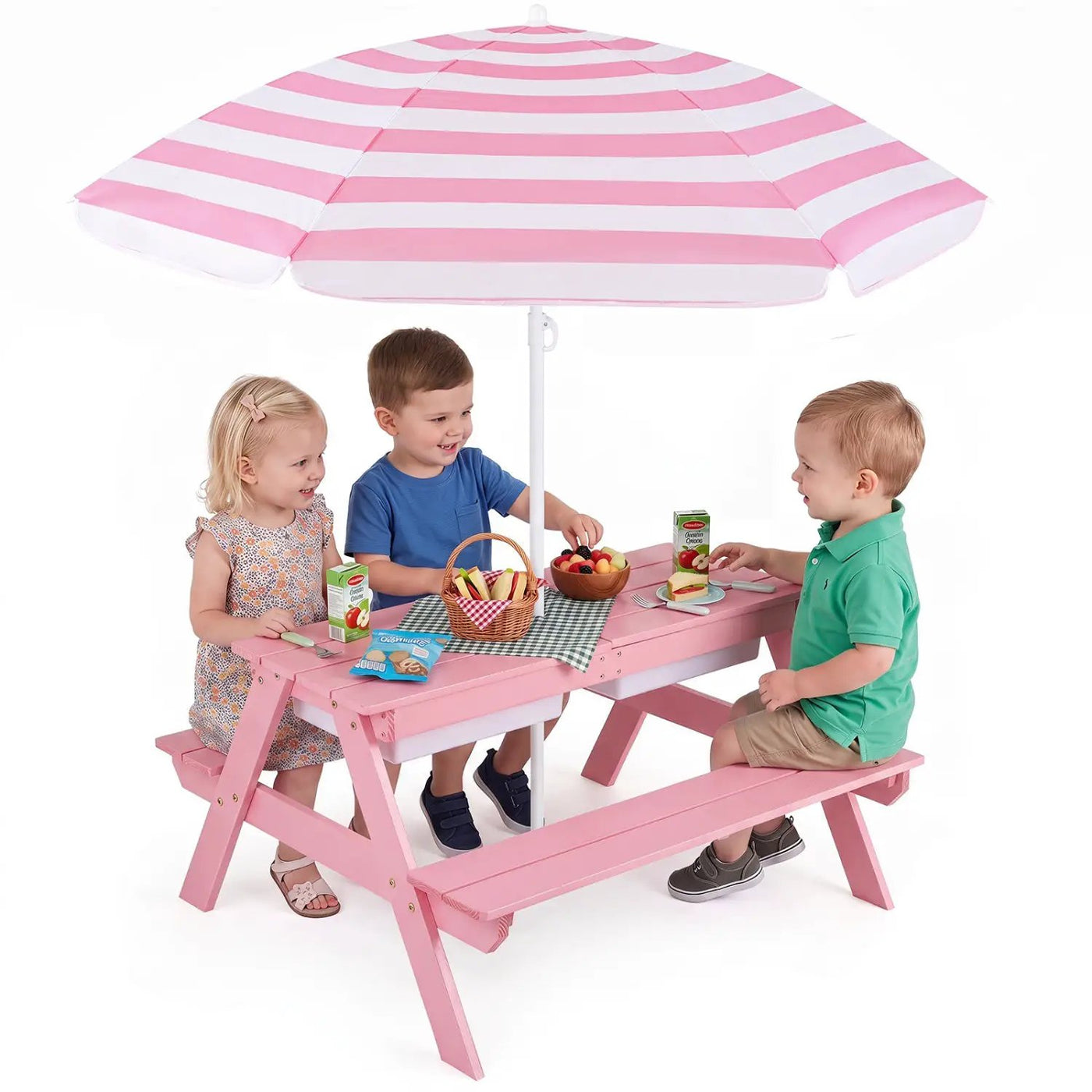Kids Outdoor Picnic Water Sand Table with Umbrella by DirectDeals
