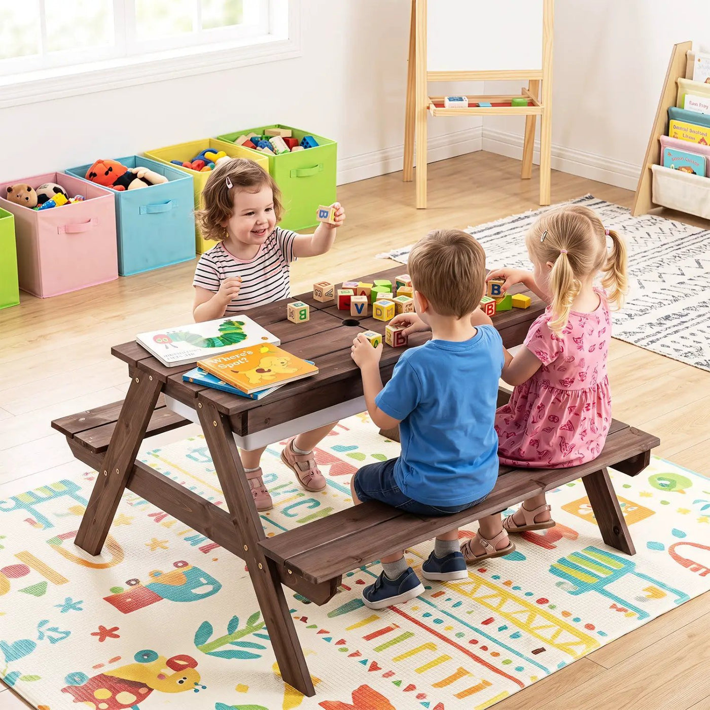 Kids Outdoor Picnic Water Sand Table with Umbrella by DirectDeals