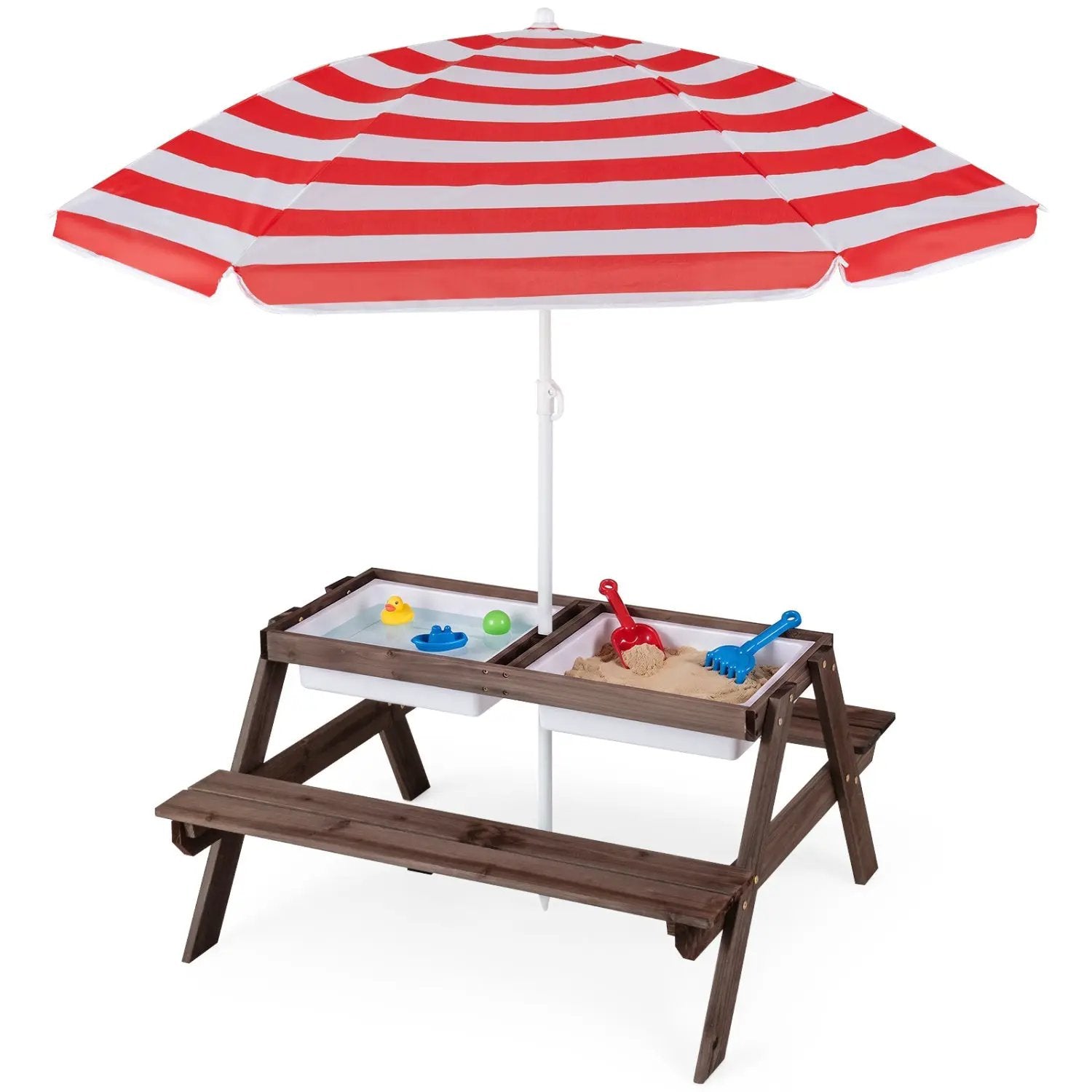 Kids Outdoor Picnic Water Sand Table with Umbrella by DirectDeals