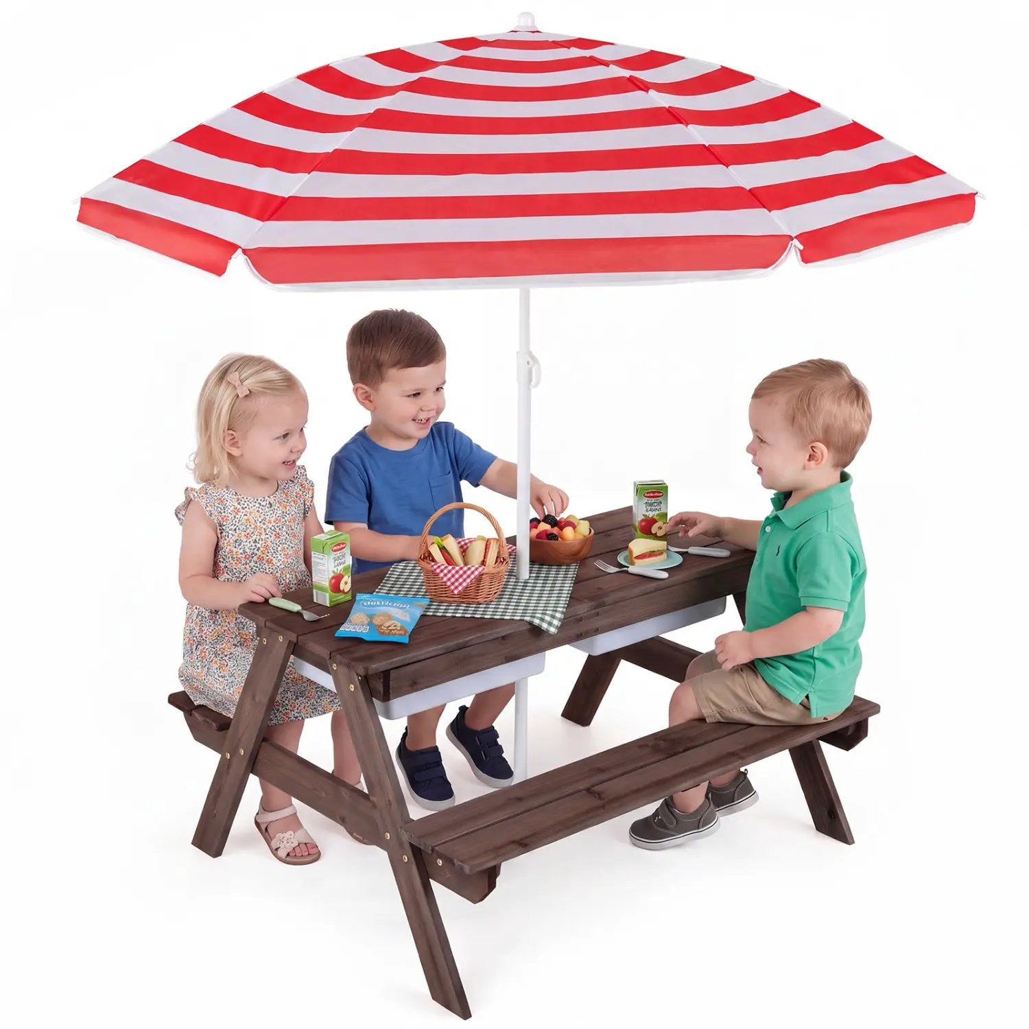 Kids Outdoor Picnic Water Sand Table with Umbrella by DirectDeals