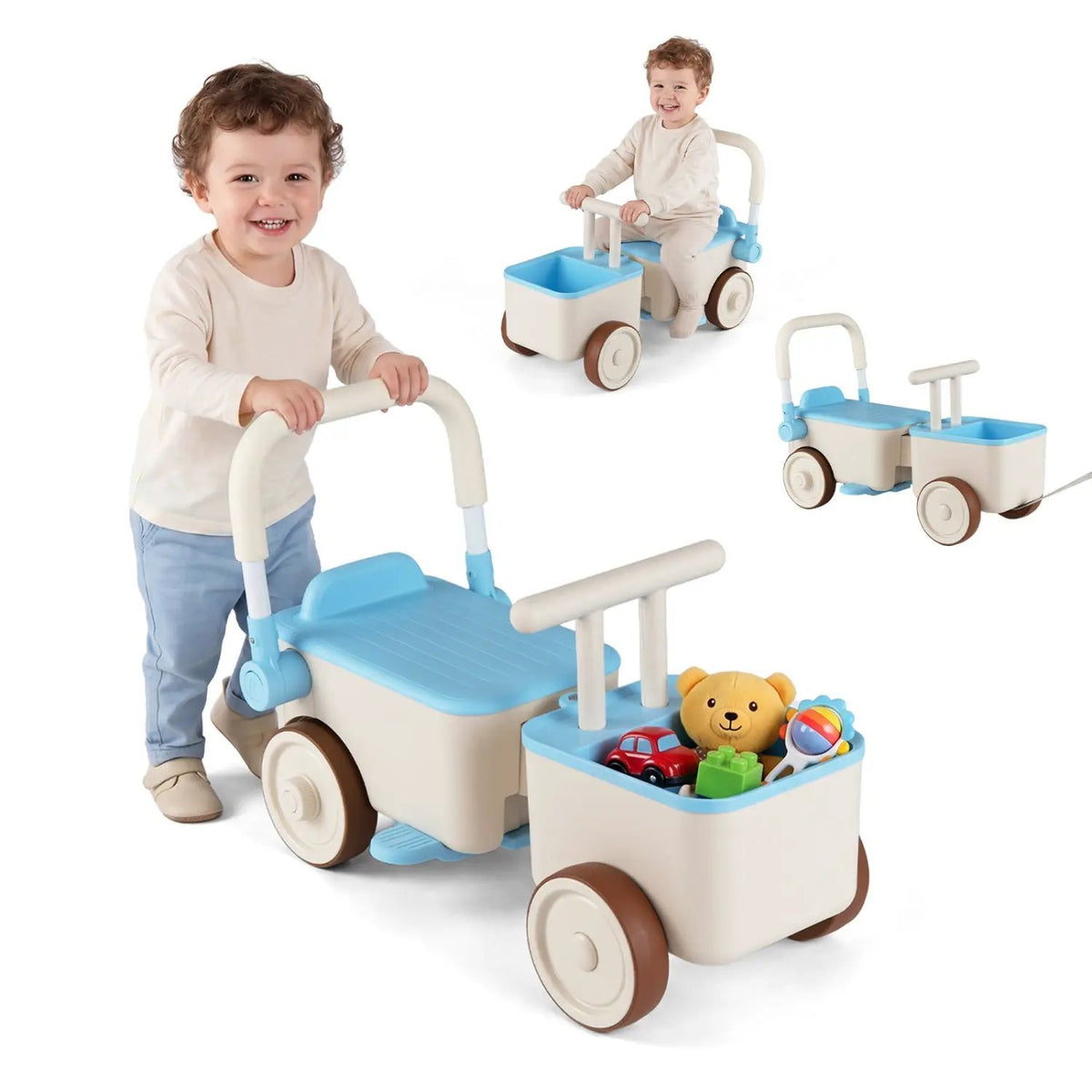 3-in-1 Kids Ride On Push Car with Rope and Storage Basket, photo 2 of 24