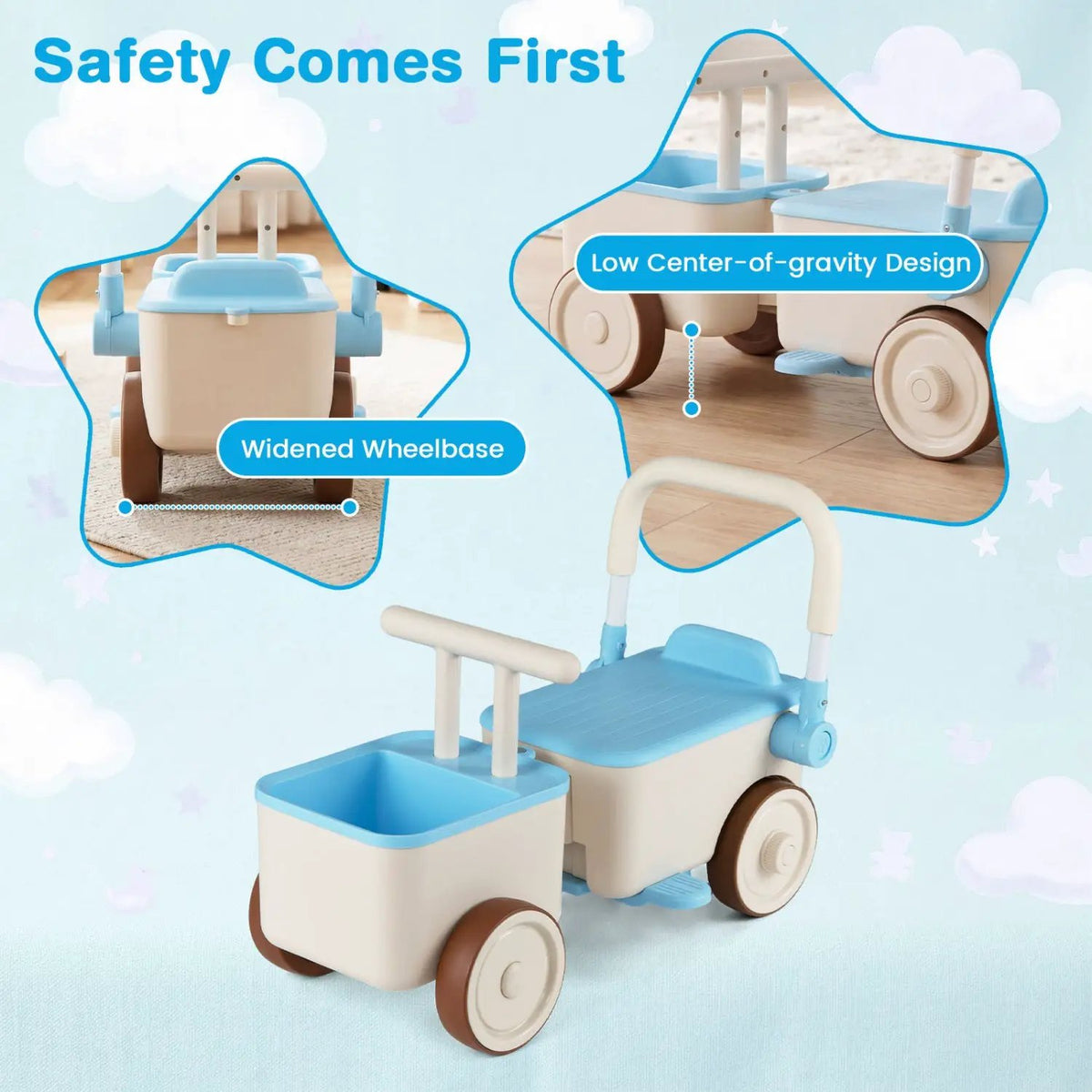 3-in-1 Kids Ride On Push Car with Rope and Storage Basket, photo 7 of 24