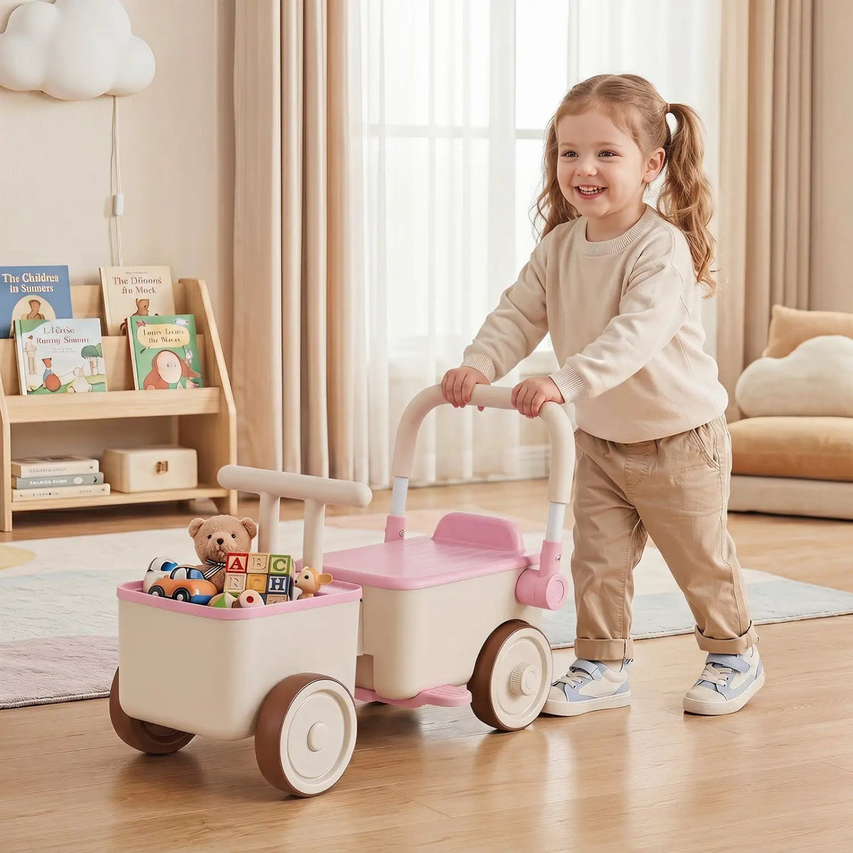 3-in-1 Kids Ride On Push Car with Rope and Storage Basket, photo 9 of 24