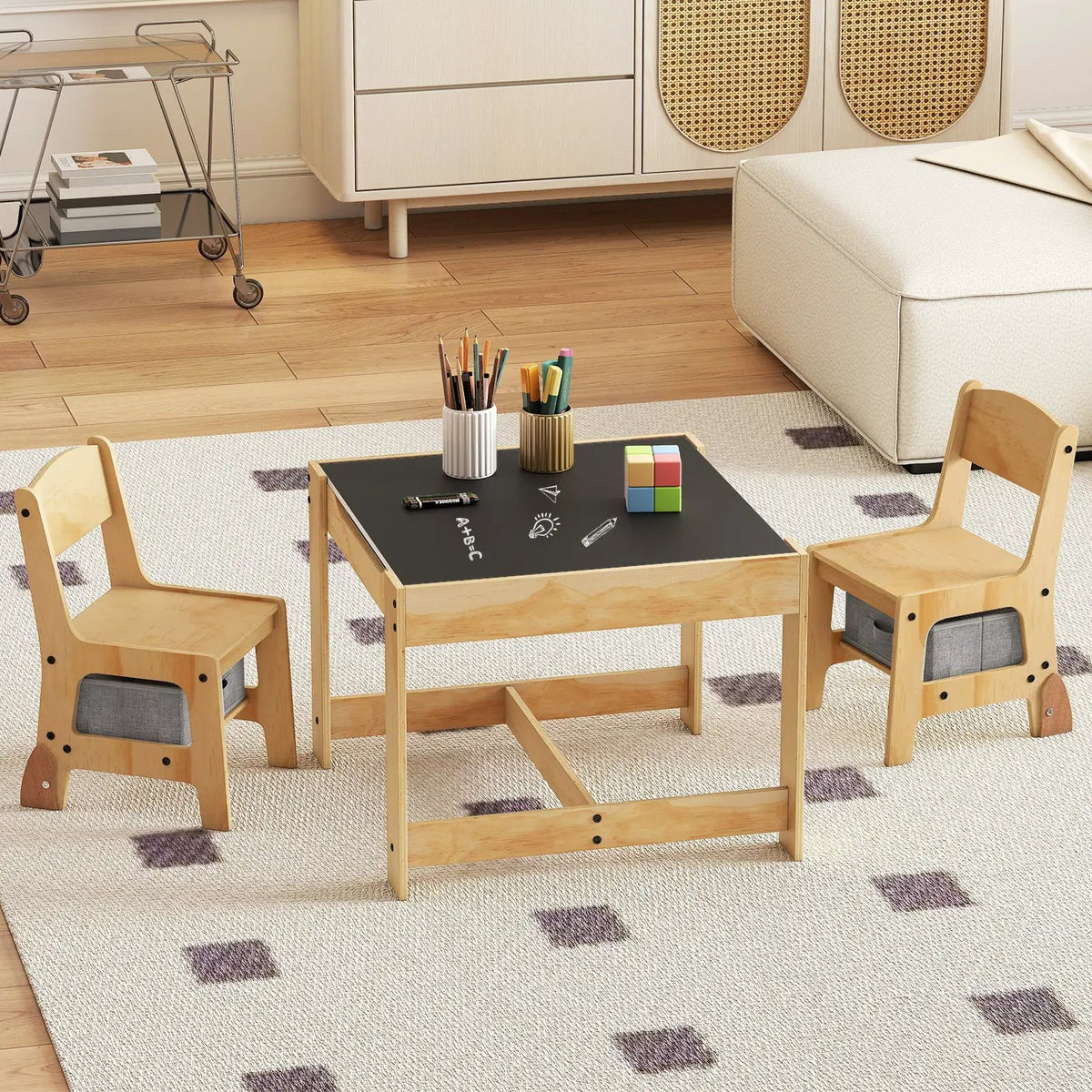 3 in 1 Kids Table and Chair Set with Removable Tabletop and 2 Storage Drawers, photo 2 of 16
