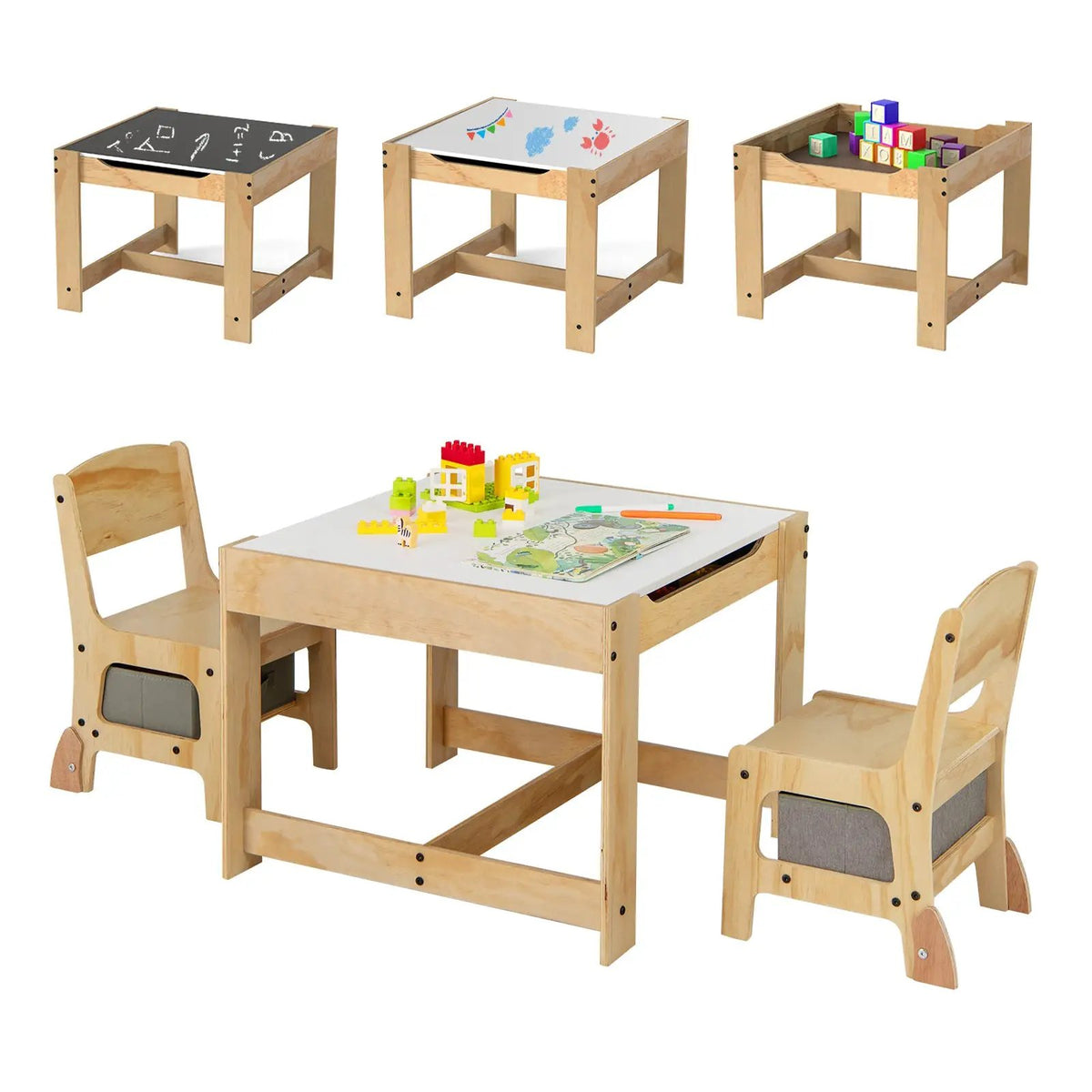3 in 1 Kids Table and Chair Set with Removable Tabletop and 2 Storage Drawers, photo 6 of 16
