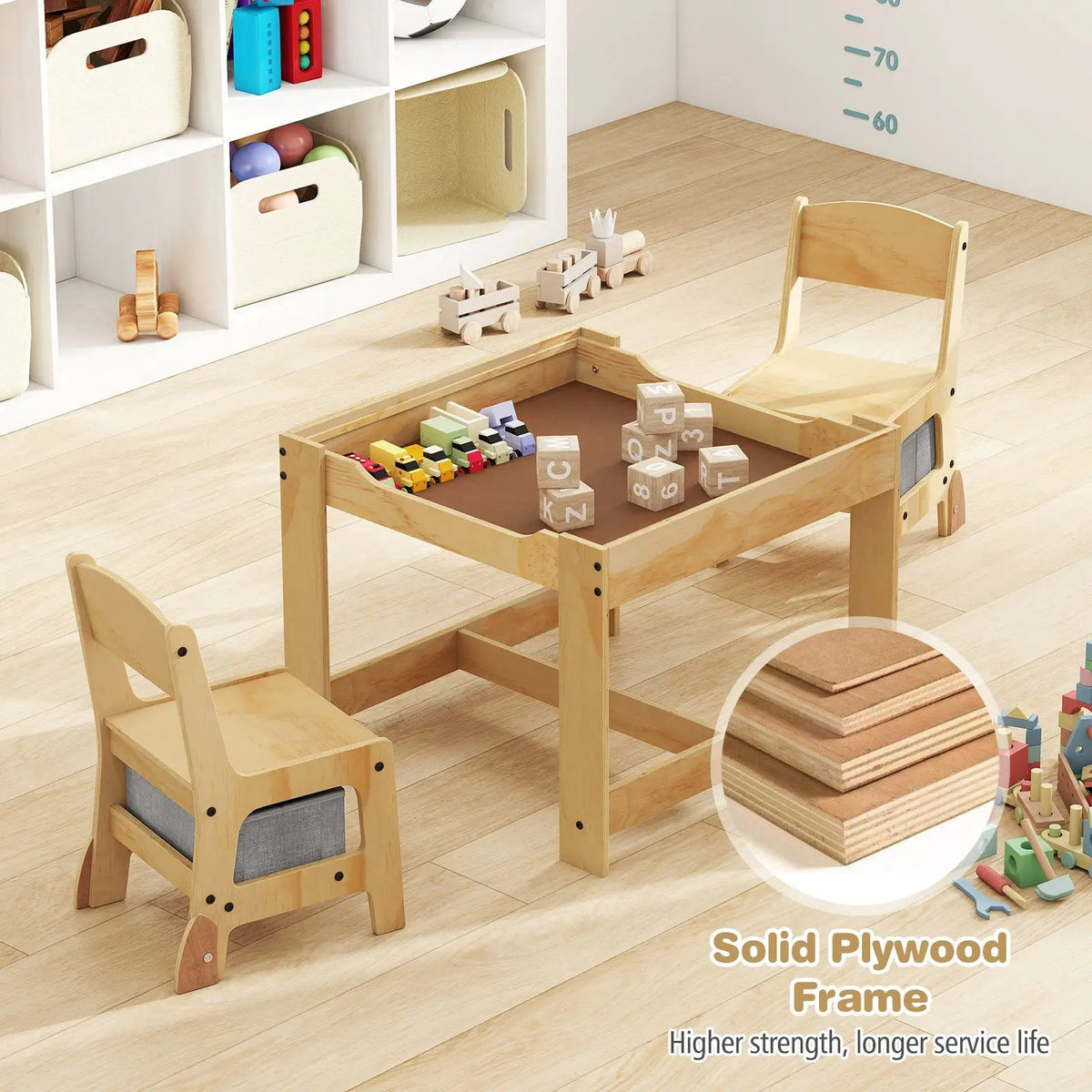 3 in 1 Kids Table and Chair Set with Removable Tabletop and 2 Storage Drawers, photo 10 of 16