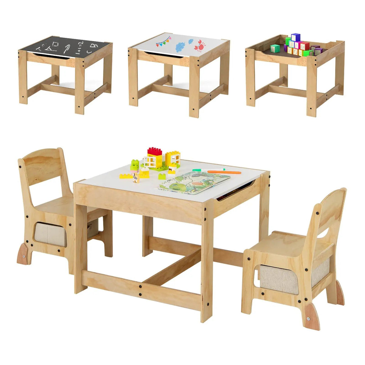 3 in 1 Kids Table and Chair Set with Removable Tabletop and 2 Storage Drawers, photo 5 of 16