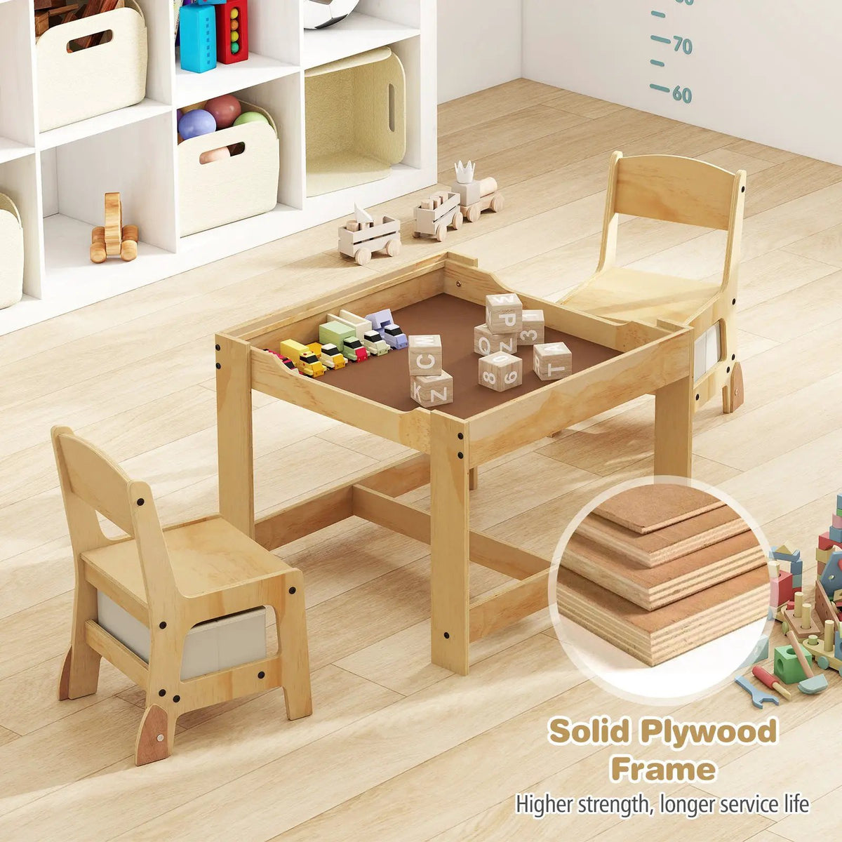 3 in 1 Kids Table and Chair Set with Removable Tabletop and 2 Storage Drawers, photo 9 of 16