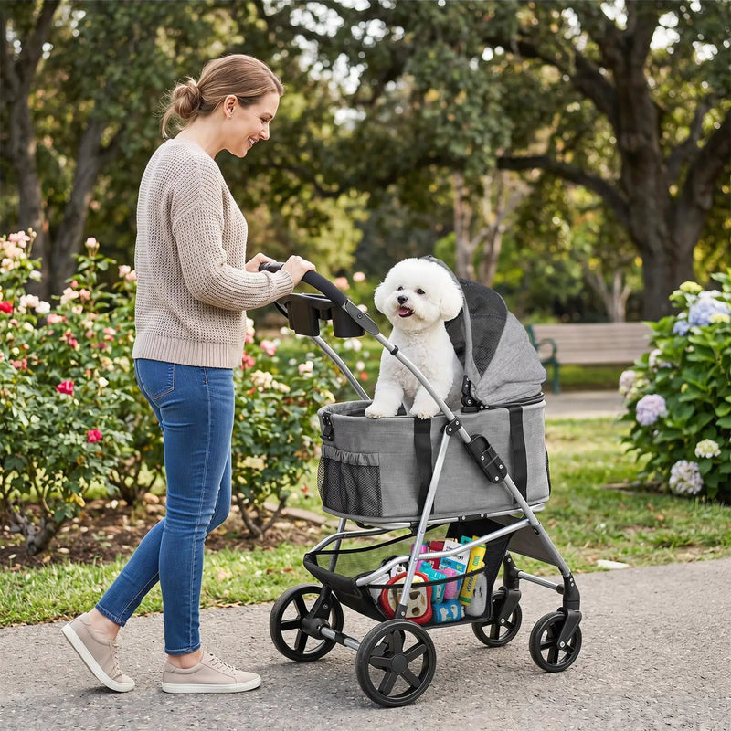 3-in-1 Foldable Pet Stroller for Small to Medium Dogs by DirectDeals