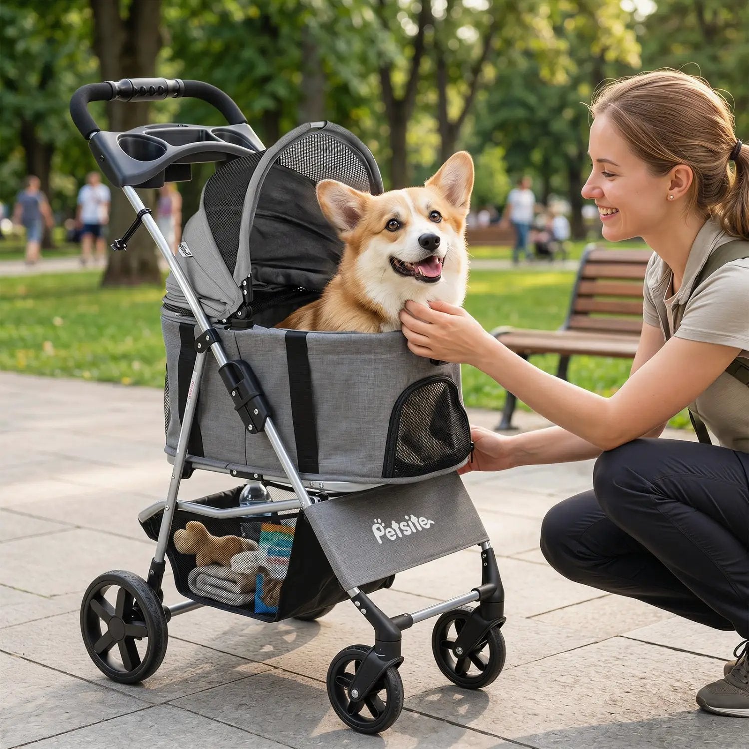 3-in-1 Foldable Pet Stroller for Small to Medium Dogs by DirectDeals