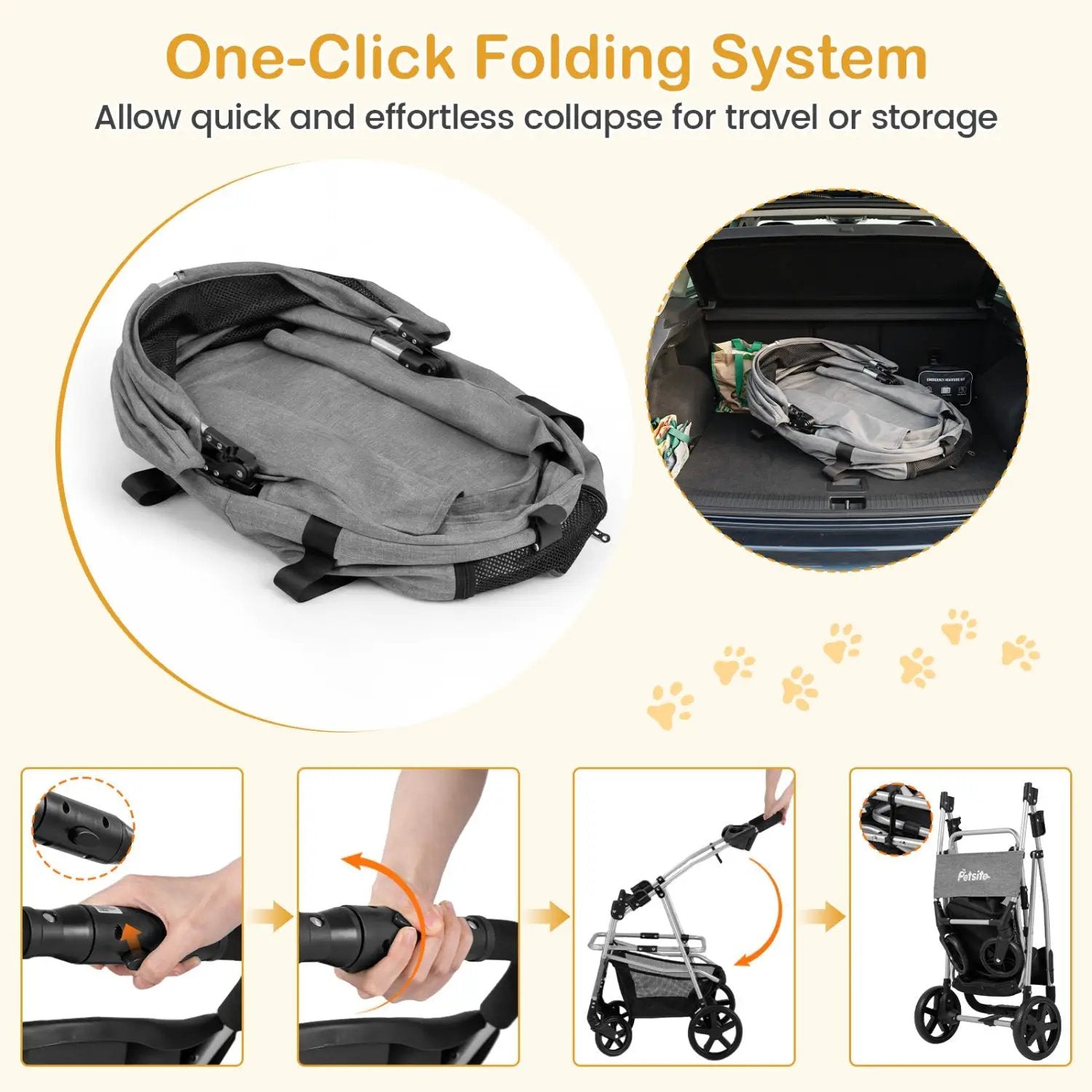 3-in-1 Foldable Pet Stroller for Small to Medium Dogs by DirectDeals