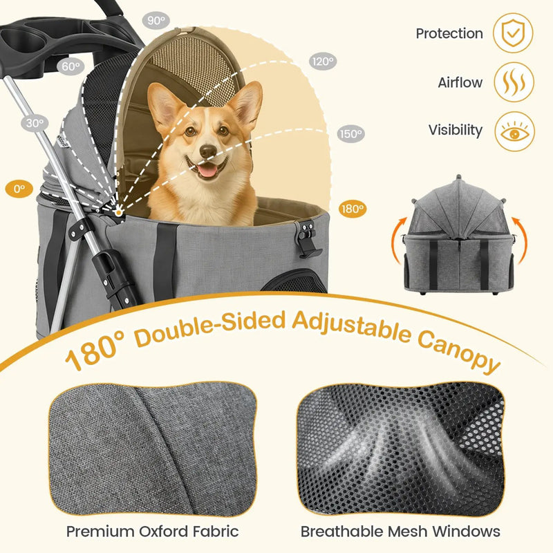 3-in-1 Foldable Pet Stroller for Small to Medium Dogs by DirectDeals