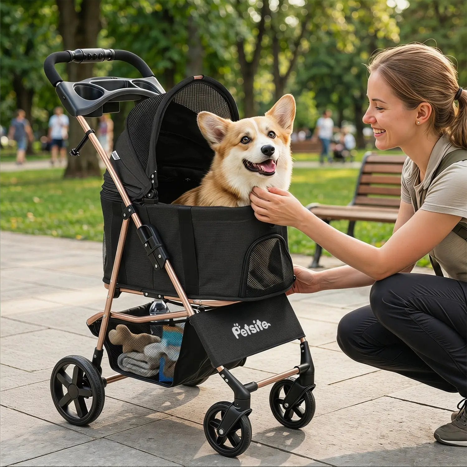 3-in-1 Foldable Pet Stroller for Small to Medium Dogs by DirectDeals