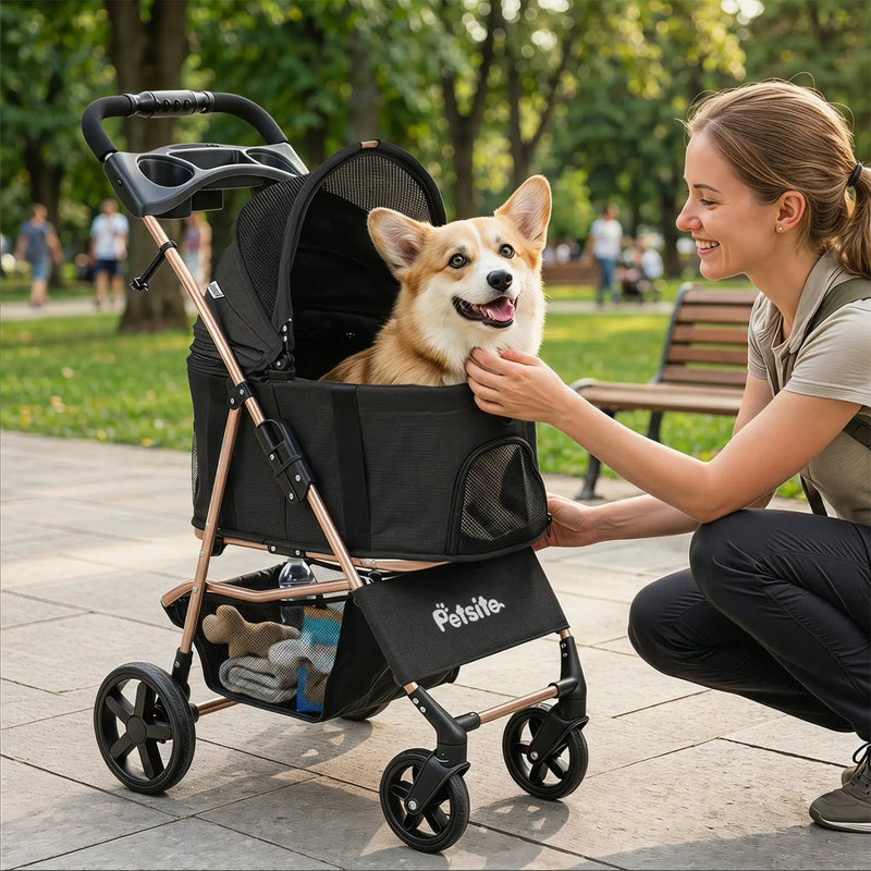 3-in-1 Foldable Pet Stroller for Small to Medium Dogs by DirectDeals