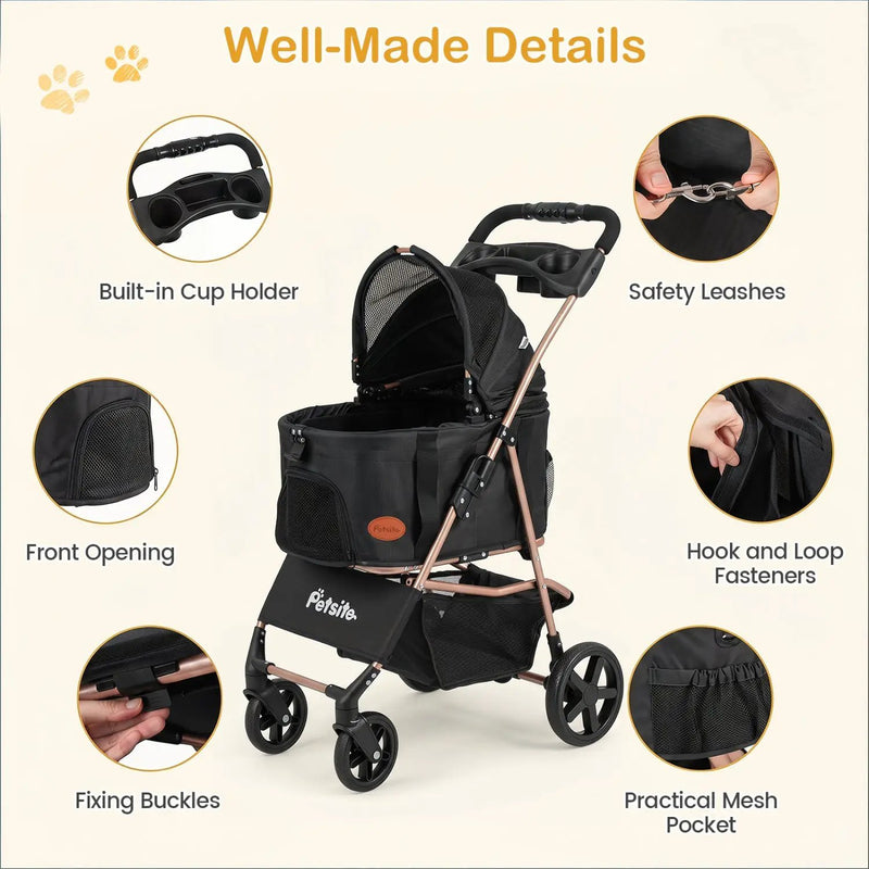 3-in-1 Foldable Pet Stroller for Small to Medium Dogs by DirectDeals