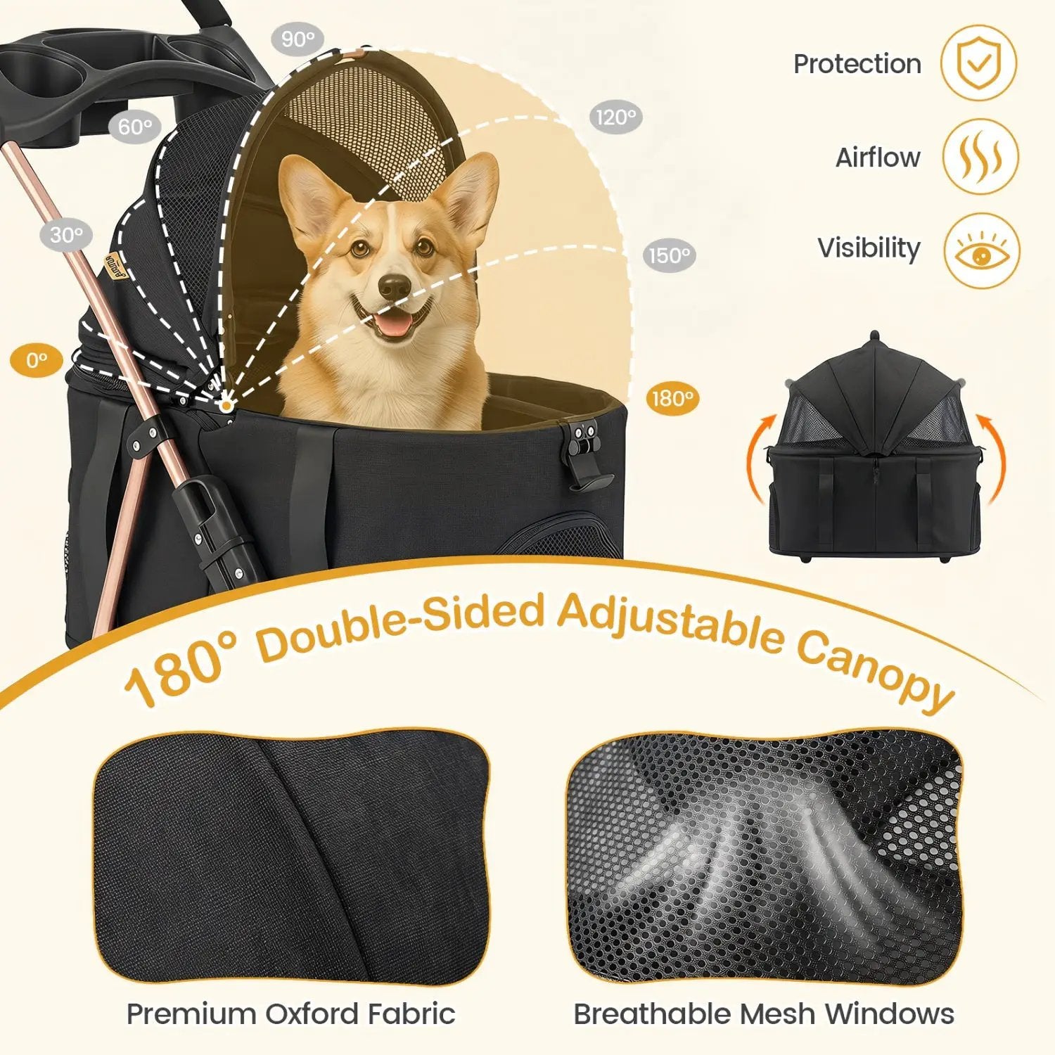 3-in-1 Foldable Pet Stroller for Small to Medium Dogs by DirectDeals