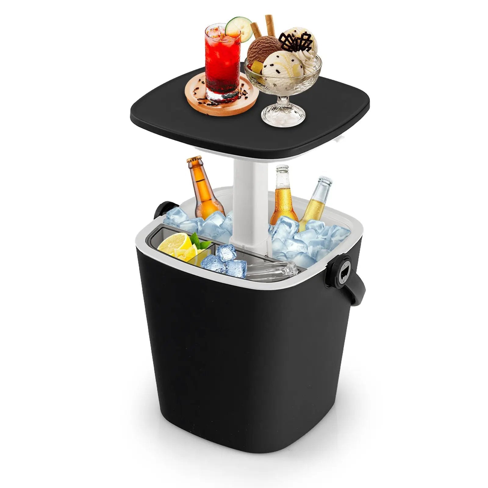 3-in-1 Portable Cooler Bar Table with Bottle Opener and Lift Top Lid for Camping Poolside by DirectDeals