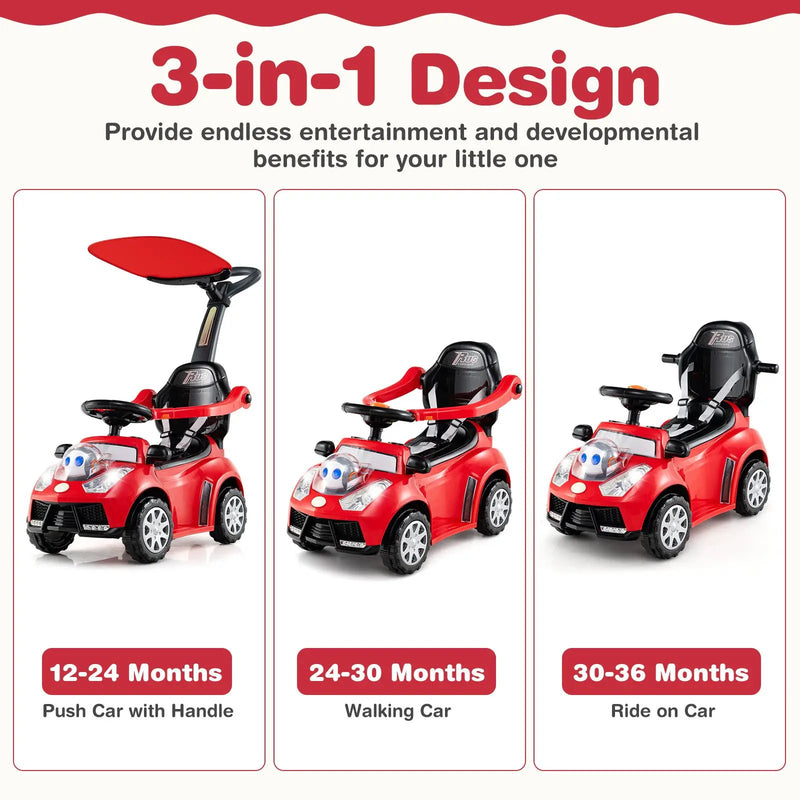 3 in 1 Push Car for Toddler Stroller Sliding Walking Car for Boys and Girls by DirectDeals