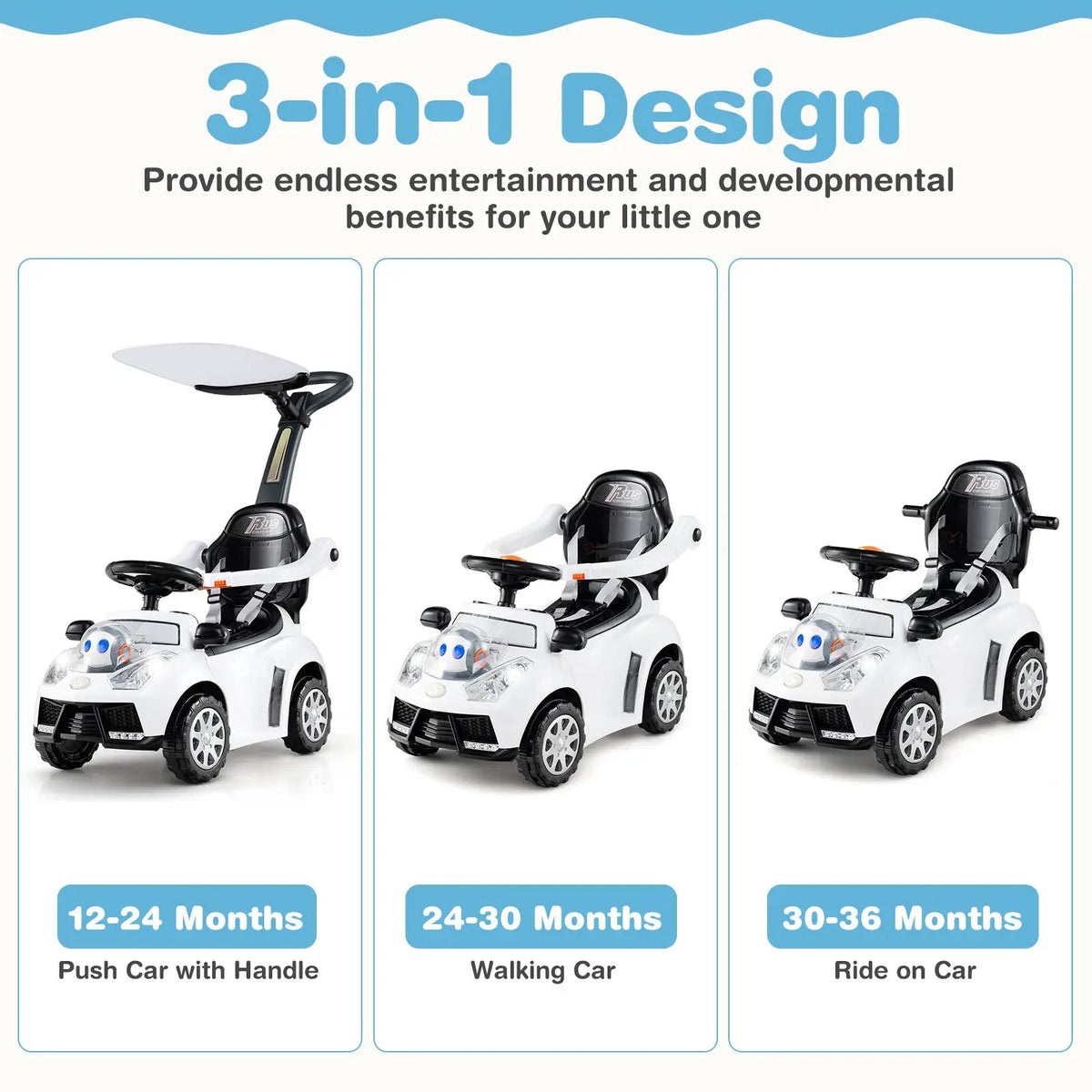 3 in 1 Push Car for Toddler Stroller Sliding Walking Car for Boys and Girls, photo 20 of 24