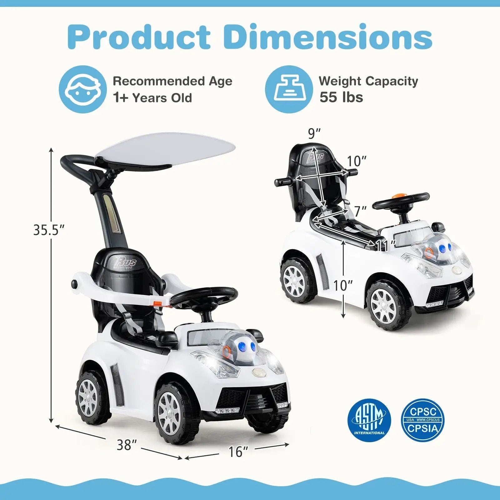 3 in 1 Push Car for Toddler Stroller Sliding Walking Car for Boys and Girls by DirectDeals