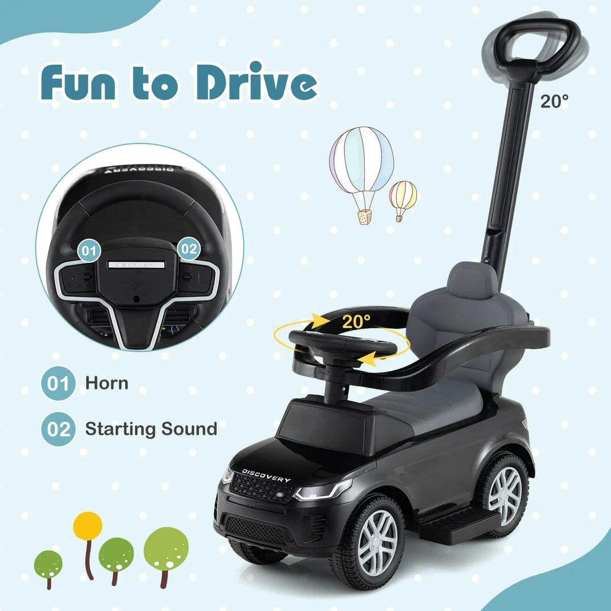 3 in 1 Push Car with Removable Handle and Guardrail for Kids 18-36 Months Old, photo 30 of 32
