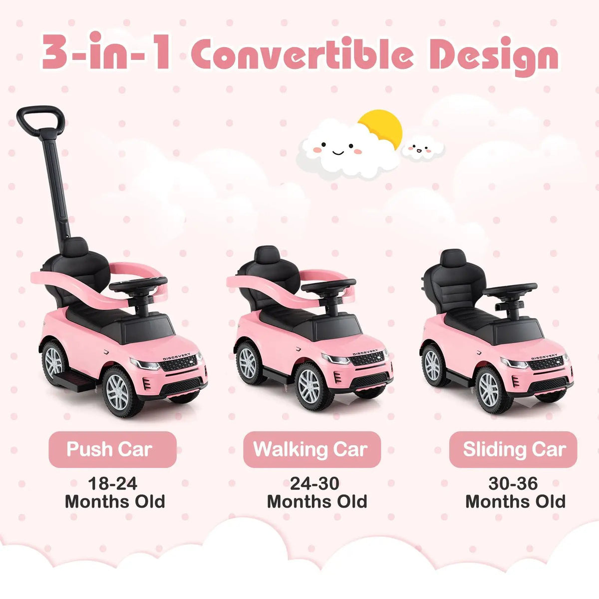 3 in 1 Push Car with Removable Handle and Guardrail for Kids 18-36 Months Old, photo 25 of 32