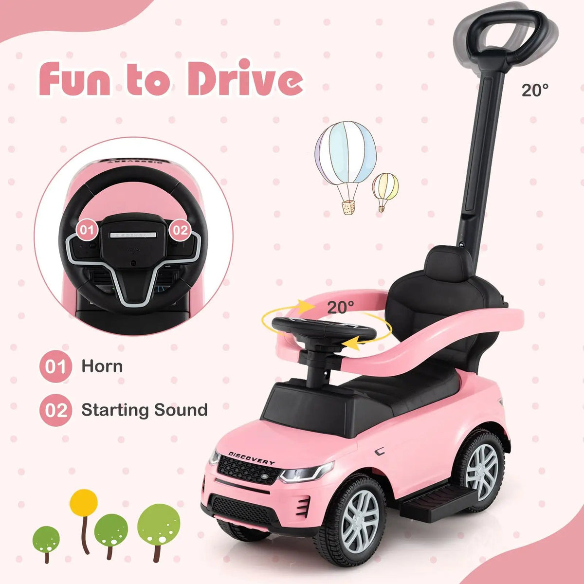 3 in 1 Push Car with Removable Handle and Guardrail for Kids 18-36 Months Old, photo 32 of 32