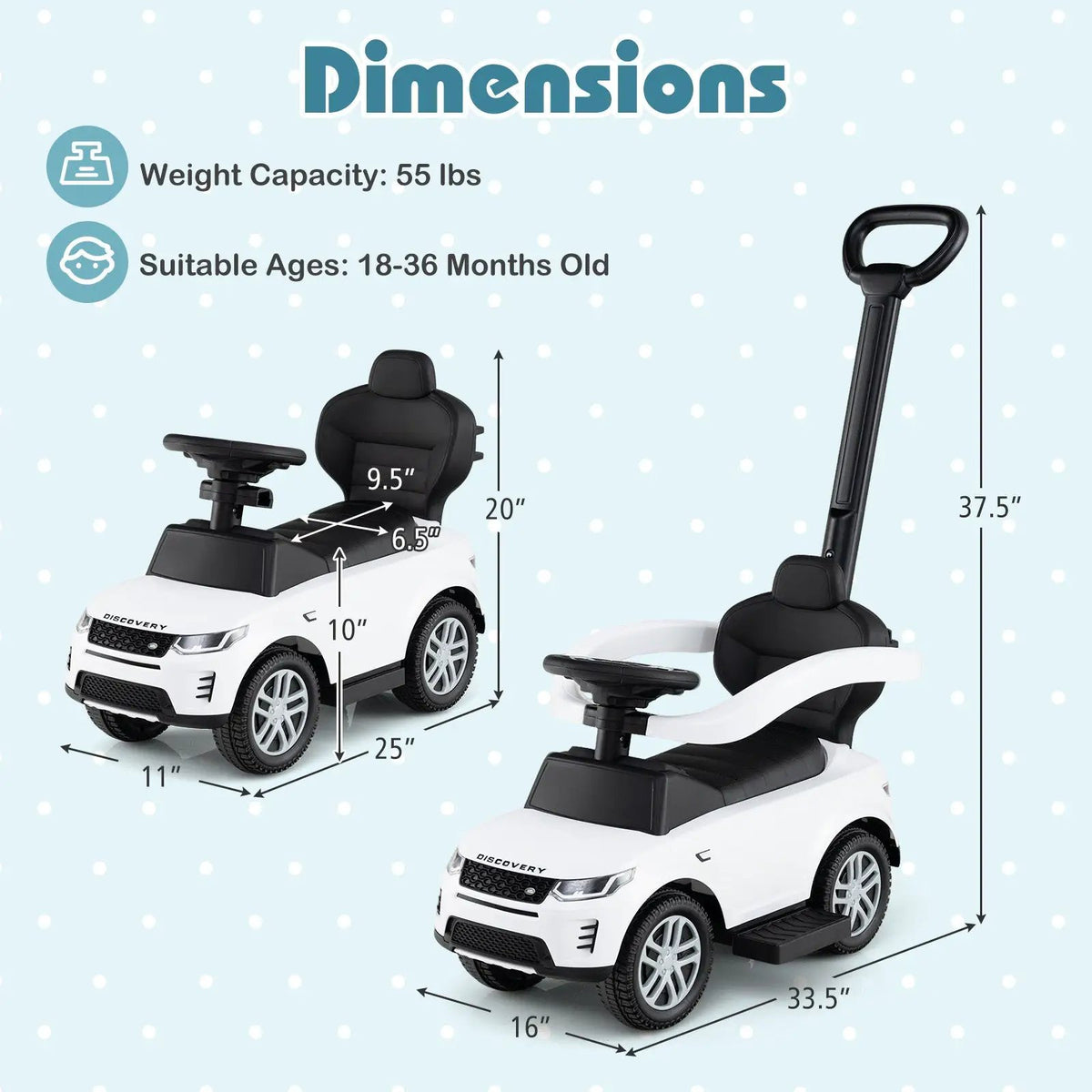3 in 1 Push Car with Removable Handle and Guardrail for Kids 18-36 Months Old, photo 19 of 32