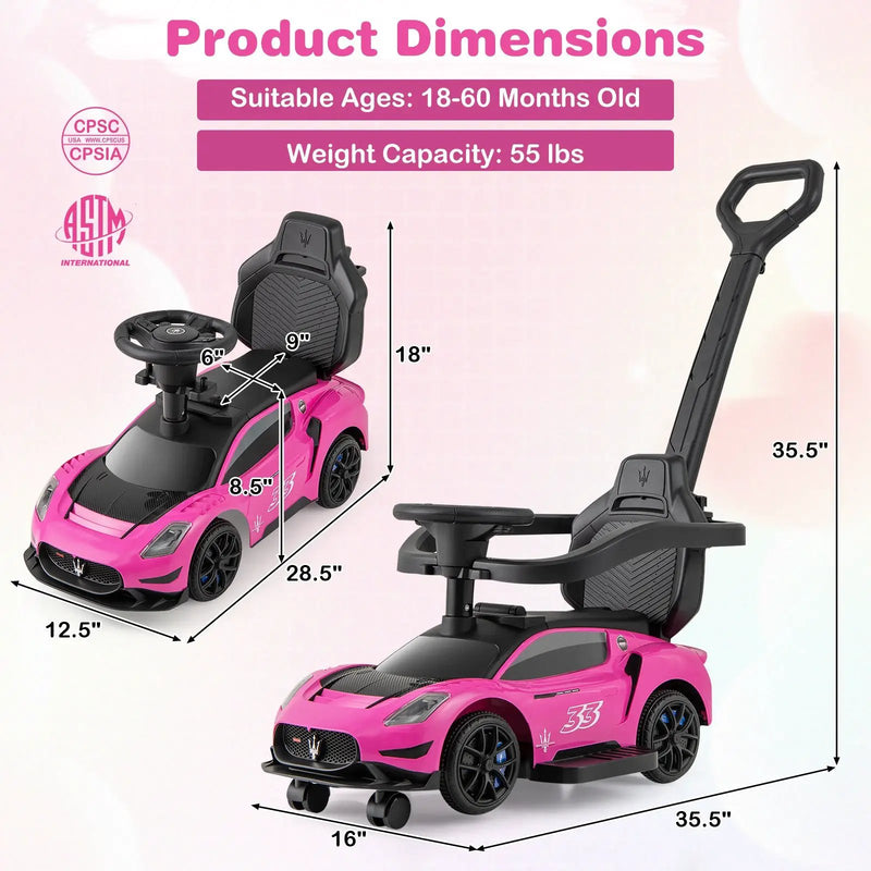 3-in-1 Ride on Push Car Maserati Licensed Sliding Car with Music by DirectDeals