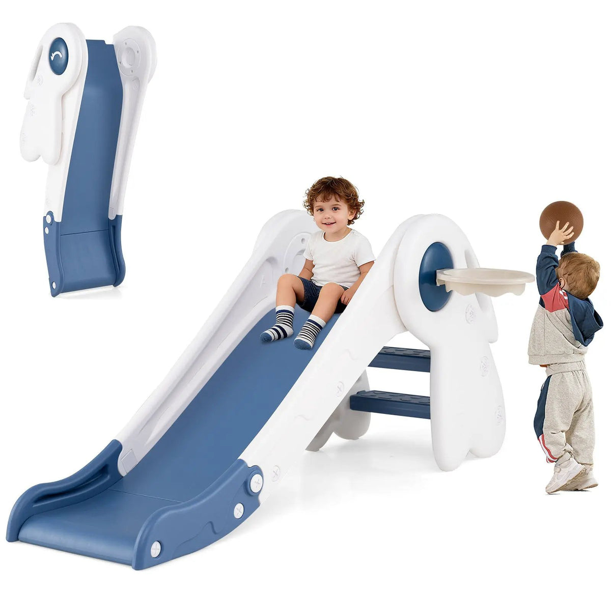 3 in 1 Toddler Slide Baby Slide Climber Playset with Basketball Hoop and Basketball, photo 6 of 16