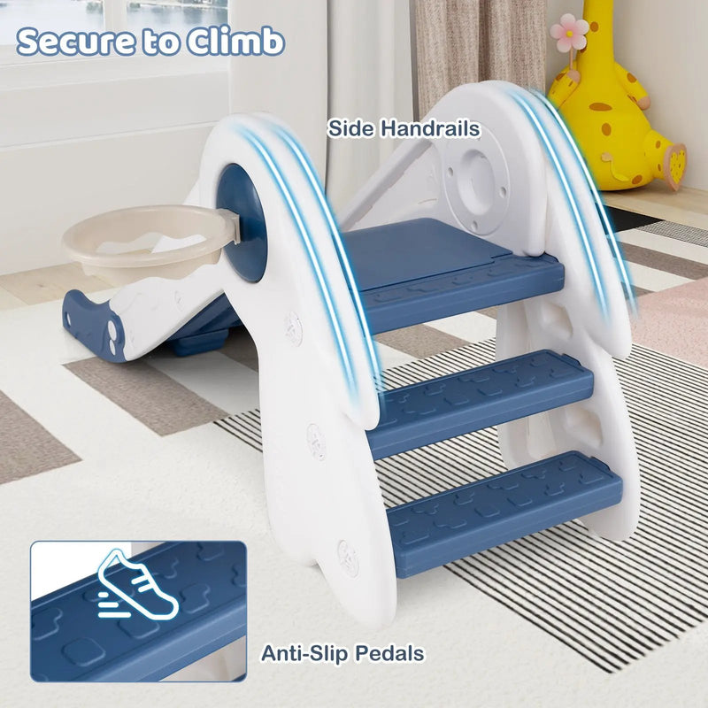 3 in 1 Toddler Slide Baby Slide Climber Playset with Basketball Hoop and Basketball by DirectDeals