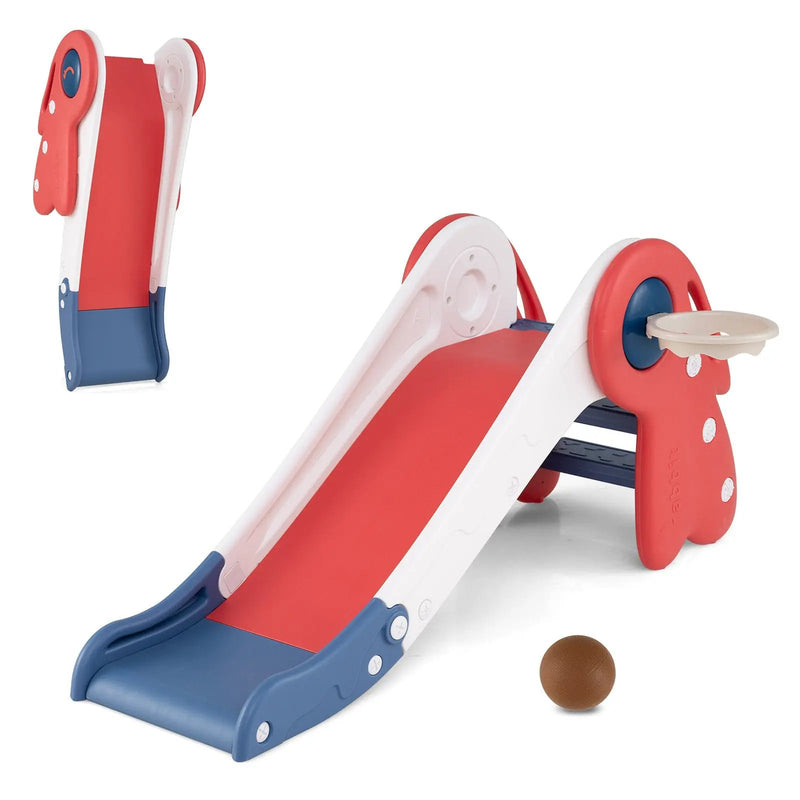 3 in 1 Toddler Slide Baby Slide Climber Playset with Basketball Hoop and Basketball by DirectDeals
