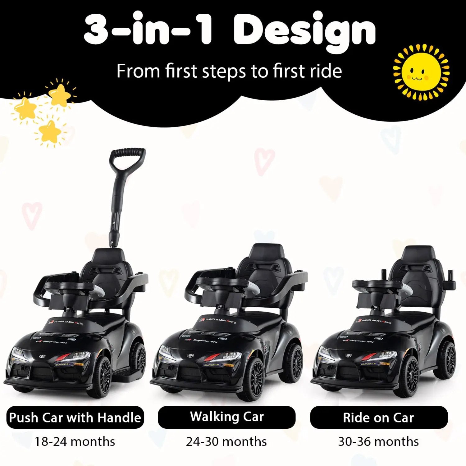 3-in-1 Toyota Licensed Foot-to-Floor Stroller Sliding Walking Toy by DirectDeals